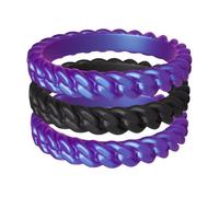 ThunderFit Silicone Rings Wedding Bands for Women, Thin & Stackable Chain-Pattern Rings, 3.3mm Wide, 2.1mm Thick, Women's Rubber Engagement Bands, 3-Pack, 8.5 - 9 (18.90mm), Silicone, No Gemstone