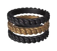 ThunderFit Silicone Rings Wedding Bands for Women, Thin & Stackable Chain-Pattern Rings, 3.3mm Wide, 2.1mm Thick, Women's Rubber Engagement Bands, 3-Pack, 9.5 - 10 (19.80mm), Silicone, No Gemstone
