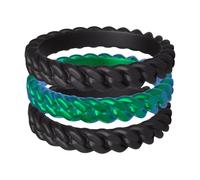 ThunderFit Silicone Rings Wedding Bands for Women, Thin & Stackable Chain-Pattern Rings, 3.3mm Wide, 2.1mm Thick, Women's Rubber Engagement Bands, 3-Pack, 4.5 - 5 (15.70mm), Silicone, No Gemstone