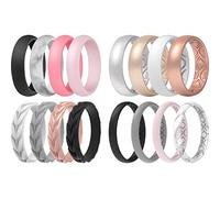 ThunderFit Silicone Wedding Bands for Women, 16 Mixed Stackable Rubber Engagement Rings, 11.5 - 12 (21.3mm), Rubber,Silicone, No Gemstone
