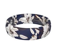 ThunderFit Silicone Wedding Bands for Women, Breathable Printed Design Rubber Engagement Rings 5.5mm Wide 1.9mm Thick - 1 Pack, 9 - 9.5 (19.20mm), Silicone, No Gemstone