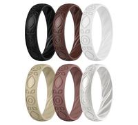 ThunderFit Silicone Wedding Bands for Women, Inner Arc Breathable Rubber Engagement Rings 5.5 mm Wide 1.8 mm Thick - 1/4/6/8/10 Variety Multipack, 11.5 - 12 (22.00mm), Silicone, No Gemstone
