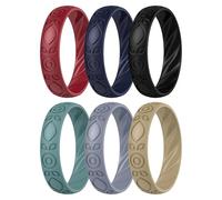 ThunderFit Silicone Wedding Bands for Women, Inner Arc Breathable Rubber Engagement Rings 5.5 mm Wide 1.8 mm Thick - 1/4/6/8/10 Variety Multipack, 8.5 - 9 (18.90mm), Silicone, no gemstone