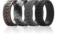 ThunderFit Silicone Wedding Ring for Men - Chain design Rubber Engagement Bands - 7mm wide, 2mm Thick, 11.5 - 12 (21.3mm), Rubber,Silicone, No Gemstone