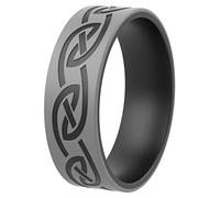 ThunderFit Silicone Wedding Ring Unisex, Laser Printed Design 9mm Wide 2mm Thick, 10.5 - 11 (20.6mm), Silicone, No Gemstone