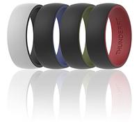 ThunderFit Silicone Wedding Rings for Men, 2 Layers Round Rubber Engagement Bands 8.7mm Wide 2mm Thick - 1/4/7/10 Variety Multipack, 15.5 - 16 (23.47mm), Silicone, No Gemstone