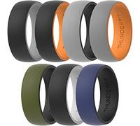 ThunderFit Silicone Wedding Rings for Men, 2 Layers Round Rubber Engagement Bands 8.7mm Wide 2mm Thick - 1/4/7/10 Variety Multipack, 7.5 - 8 (18.2mm), Silicone, No Gemstone