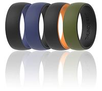 ThunderFit Silicone Wedding Rings for Men, 2 Layers Round Rubber Engagement Bands 8.7mm Wide 2mm Thick - 1/4/7/10 Variety Multipack, 15.5 - 16 (23.47mm), Silicone, No Gemstone