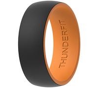 ThunderFit Silicone Wedding Rings for Men, 2 Layers Round Rubber Engagement Bands 8.7mm Wide 2mm Thick - 1/4/7/10 Variety Multipack