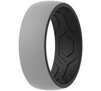 ThunderFit Silicone Wedding Rings for Men, 2 Layers Top Design Bands 8.5mm Wide 2.5mm Thick - 1/4/8/12 Variety Multipack, 7.5 - 8 (18.2mm), Silicone, No Gemstone