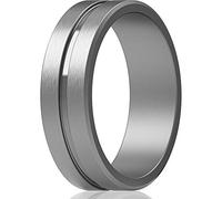 ThunderFit Silicone Wedding Rings For Men, Beveled Brushed Top Edges 6.36mm Wide 2.1mm Thick - 1 Ring, 7.5 - 8 (18.2mm), Silicone, No Gemstone