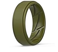 ThunderFit Silicone Wedding Rings for Men Breathable Airflow Inner Grooves, Step Edge Sleek Design Rubber Engagement Bands 8mm Wide 2mm Thick, Variety Multipack 4-7, 9.5 - 10 (19.8mm), Silicone, No