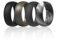ThunderFit Silicone Wedding Rings for Men, Breathable Edition Rubber Engagement Bands Airflow Inner Grooves 8.5mm Wide 2.5mm Thick - 1/2/3/4/5/6/7 Variety Multipack, 9.5 - 10 (19.8mm), Silicone, No