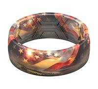 ThunderFit Silicone Wedding Rings for Men, Breathable Printed Design Rubber Engagement Bands 8mm Wide 2mm Thick, 12 - 12.5 (21.80mm), Silicone, No Gemstone