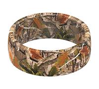 ThunderFit Silicone Wedding Rings for Men, Breathable Printed Design Rubber Engagement Bands 8mm Wide 2mm Thick, 9 - 9.5 (19.30mm), Silicone, No Gemstone