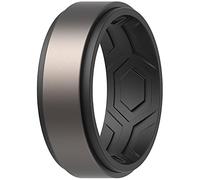 ThunderFit Silicone Wedding Rings for Men, Breathable Step Edge 2 Layers 10mm Wide 2.3mm Thick - 1/4/7 Variety Multipack, 7.5 - 8 (18.2mm), Silicone, No Gemstone
