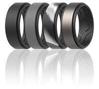 ThunderFit Silicone Wedding Rings for Men, Breathable Step Edge 2 Layers 10mm Wide 2.3mm Thick - 1/4/7 Variety Multipack, 10.5 - 11 (20.6mm), Silicone, No Gemstone