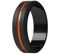 ThunderFit Silicone Wedding Rings for Men, Brushed Top Middle Engraved Line Rubber Engagement Bands 8.2mm Wide 2.5mm Thick - 1/4/6/7 Variety Multipack, 6.5 - 7 (17.35mm), Silicone, No Gemstone