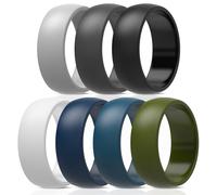 ThunderFit Silicone Wedding Rings for Men, Rubber Engagement Bands 8.7mm Wide 2.5mm Thick - 1/2/3/4/5/6/7/12/16 Variety Multipack, 16.5 - 17 (24.02mm), Silicone, No Gemstone