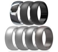 ThunderFit Silicone Wedding Rings for Men, Rubber Engagement Bands 8.7mm Wide 2.5mm Thick - 1/2/3/4/5/6/7/12/16 Variety Multipack