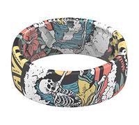 ThunderFit Silicone Wedding Rings Men, 2 Layer Top Printed Design - 8mm Width 2mm Thick (Skeleton - Size 11-11.5 (21.00mm))