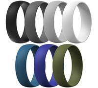 ThunderFit Silicone Wedding Rings Unisex, Rubber Engagement Bands 6.3mm Wide 1.65mm Thick - 1/2/3/4/5/6/7 Variety Multipack, 5.5 - 6 (16.50mm), Silicone, No Gemstone