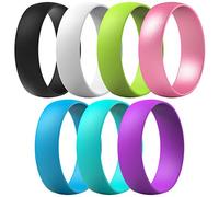 ThunderFit Silicone Wedding Rings Unisex, Rubber Engagement Bands 6.3mm Wide 1.65mm Thick - 1/2/3/4/5/6/7 Variety Multipack, 5.5 - 6 (16.50mm), Silicone, No Gemstone