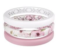 ThunderFit Stackable Silicone Ring Enhancers for Women, Breathable Rubber Wedding Bands - Braided Design 3mm Wide 1.8mm Thick - 3/8 Variety Multipack, 12.5 - 13 (21.60mm), Silicone, No Gemstone