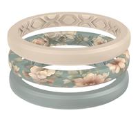 ThunderFit Stackable Silicone Ring Enhancers for Women, Breathable Rubber Wedding Bands - Braided Design 3mm Wide 1.8mm Thick - 3/8 Variety Multipack, 6.5 - 7 (16.60mm), Silicone, No Gemstone