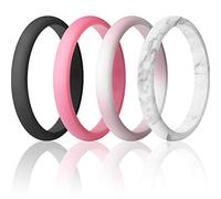 ThunderFit Stackable Silicone Wedding Rings for Women, Thin Rubber Engagement Bands 2.5mm Wide 1.8mm Thick - 1/2/3/4/5/7 Variety Multipack, 5.5 - 6 (16.50mm), Silicone, No Gemstone
