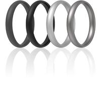 ThunderFit Super Thin Stackable Silicone Wedding Ring - 16 Rings / 12 Rings / 8 Rings / 4 Rings / 1 Ring - 3mm Width - 0.3cm Thick