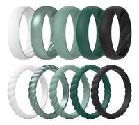 ThunderFit Swivel Classic Mix Women's Silicone Rings, 1.8mm Thick Rubber Engagement Rings - Swivel and 5.5mm Classic Rings Combo, 10-Pack