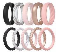ThunderFit Swivel Classic Mix Women's Silicone Rings, 1.8mm Thick Rubber Engagement Rings - Swivel and 5.5mm Classic Rings Combo, 10-Pack