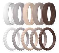 ThunderFit Swivel Classic Mix Women's Silicone Rings, 1.8mm Thick Rubber Engagement Rings - Swivel and 5.5mm Classic Rings Combo, 10-Pack