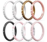 ThunderFit Thin and Stackable Silicone Rings for Women, Rubber Wedding Bands for Women Engagement Diamond Pattern 2.5mm Wide 2mm Thick - Variety Multipack 1-16, 8.5 - 9 (18.9mm), Silicone, No Gemstone