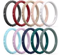 ThunderFit Thin and Stackable Silicone Rings for Women, Rubber Wedding Bands for Women Engagement Diamond Pattern 2.5mm Wide 2mm Thick - Variety Multipack 1-16, 8.5 - 9 (18.9mm), Silicone, No Gemstone
