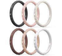 ThunderFit Thin and Stackable Silicone Rings for Women, Rubber Wedding Bands for Women Engagement Diamond Pattern 2.5mm Wide 2mm Thick - Variety Multipack 1-16, 8.5 - 9 (18.9mm), Silicone, No Gemstone