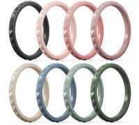 ThunderFit Thin and Stackable Silicone Rings for Women, Rubber Wedding Bands for Women Engagement Diamond Pattern 2.5mm Wide 2mm Thick - Variety Multipack 1-16, 9.5 - 10 (19.8mm), Silicone, No