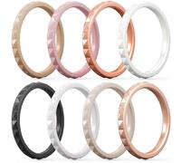 ThunderFit Thin and Stackable Silicone Rings for Women, Rubber Wedding Bands for Women Engagement Diamond Pattern 2.5mm Wide 2mm Thick - Variety Multipack 1-16, 10.5 - 11 (20.6mm), Silicone, No