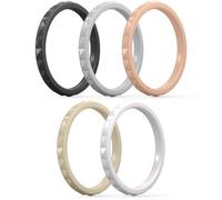 ThunderFit Thin and Stackable Silicone Rings for Women, Rubber Wedding Bands for Women Engagement Diamond Pattern 2.5mm Wide 2mm Thick - Variety Multipack 1-16, 6.5 - 7 (17.35mm), Silicone, No