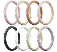 ThunderFit Thin and Stackable Silicone Rings for Women, Rubber Wedding Bands for Women Engagement Diamond Pattern 2.5mm Wide 2mm Thick - Variety Multipack 1-16, 8.5 - 9 (18.9mm), Silicone, No Gemstone