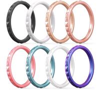ThunderFit Thin and Stackable Silicone Rings for Women, Rubber Wedding Bands for Women Engagement Diamond Pattern 2.5mm Wide 2mm Thick - Variety Multipack 1-16, 9.5 - 10 (19.8mm), Silicone, No