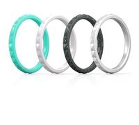 ThunderFit Thin and Stackable Silicone Rings for Women, Rubber Wedding Bands for Women Engagement Diamond Pattern 2.5mm Wide 2mm Thick - Variety Multipack 1-16, 6.5 - 7 (17.35mm), Silicone, No
