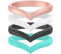 ThunderFit Thin Heart Shaped Silicone Wedding Rings for Women, Stackable Rubber Engagement Bands 2.7mm Wide 2mm Thick - 1/4/8 Variety Multipack