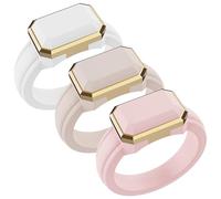 ThunderFit Trinity Stone Silicone Rings for Her - Faux Gemstone Rubber Wedding Engagement Bands for Women's, Variety Multipacks 1-3, 6.5 - 7 (17.35mm), Silicone, No Gemstone