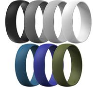 ThunderFit Unisex Silicone Wedding Rings, Rubber Engagement Bands 6mm Wide 1.65mm Thick - 1/2/3/4/5/6/7 Variety Multipack, 5.5 - 6 (16.50mm), Silicone, No Gemstone