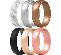 ThunderFit Unisex Silicone Wedding Rings, Rubber Engagement Bands 6mm Wide 1.65mm Thick - 1/2/3/4/5/6/7 Variety Multipack, 11.5 - 12 (21.30mm), Silicone, No Gemstone