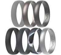 ThunderFit Unisex Silicone Wedding Rings, Rubber Engagement Bands, Variety Multipack 1,4,7, 10.5 - 11 (20.60mm), Silicone, No Gemstone