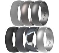 ThunderFit Unisex Silicone Wedding Rings, Rubber Engagement Bands, Variety Multipack 1,4,7, 10.5 - 11 (20.60mm), Silicone, No Gemstone