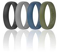 ThunderFit Unisex Silicone Wedding Rings, Rubber Engagement Bands, Variety Multipack 1,4,7, 6.5 - 7 (17.3mm), Silicone, No Gemstone